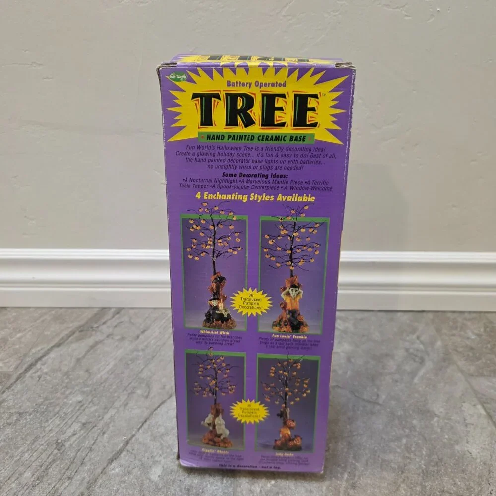 VTG Fun World Light Up Halloween Ceramic Haunted Tree Jack O’Lanterns Base